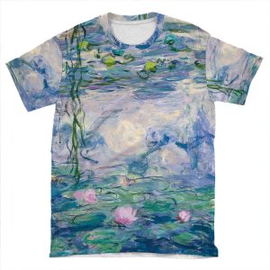 Water Lilies Claude Monet Fine Art AOP T-shirt Tee