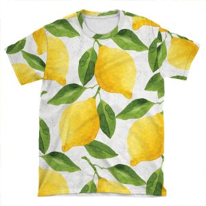 Watercolor Lemon Pattern AOP T-shirt Tee