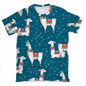 Watercolor Llamas AOP T-shirt Tee