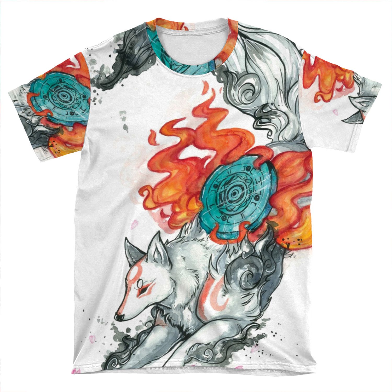 Watercolor Okami AOP T-shirt Tee