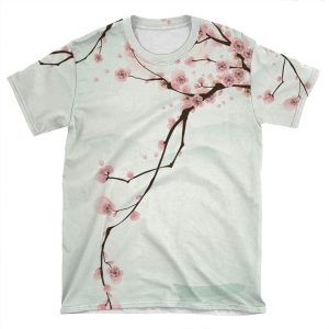 Whimsical Pink Cherry Blossom Tree AOP T-shirt Tee