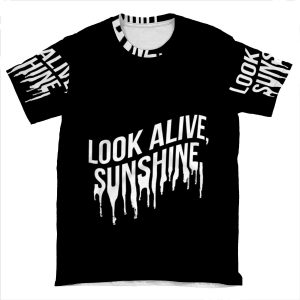 White Drip Text (Black) AOP T-shirt Tee