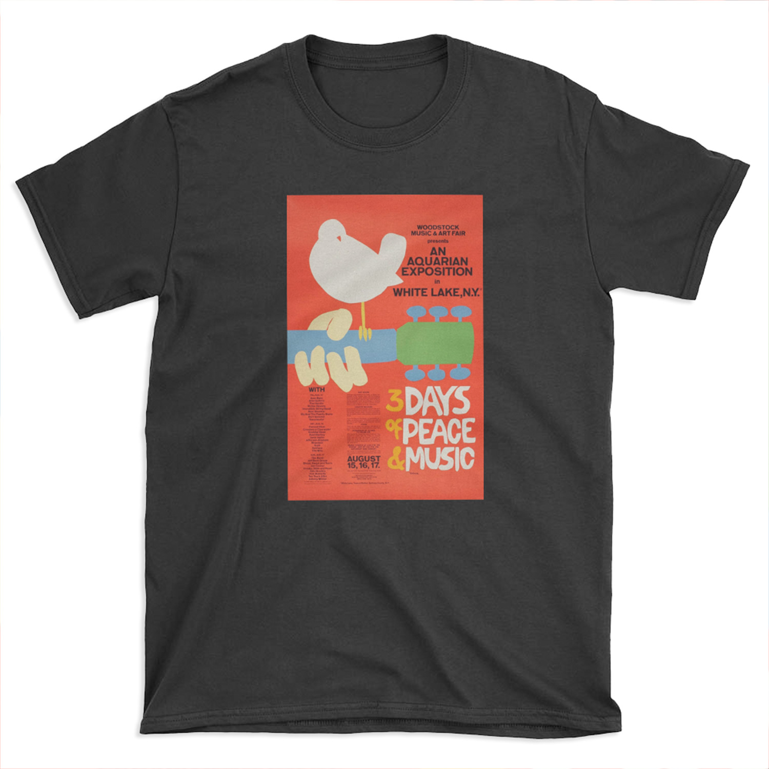 Woodstock 1969 Vintage Music Festival Art T-shirt Tee