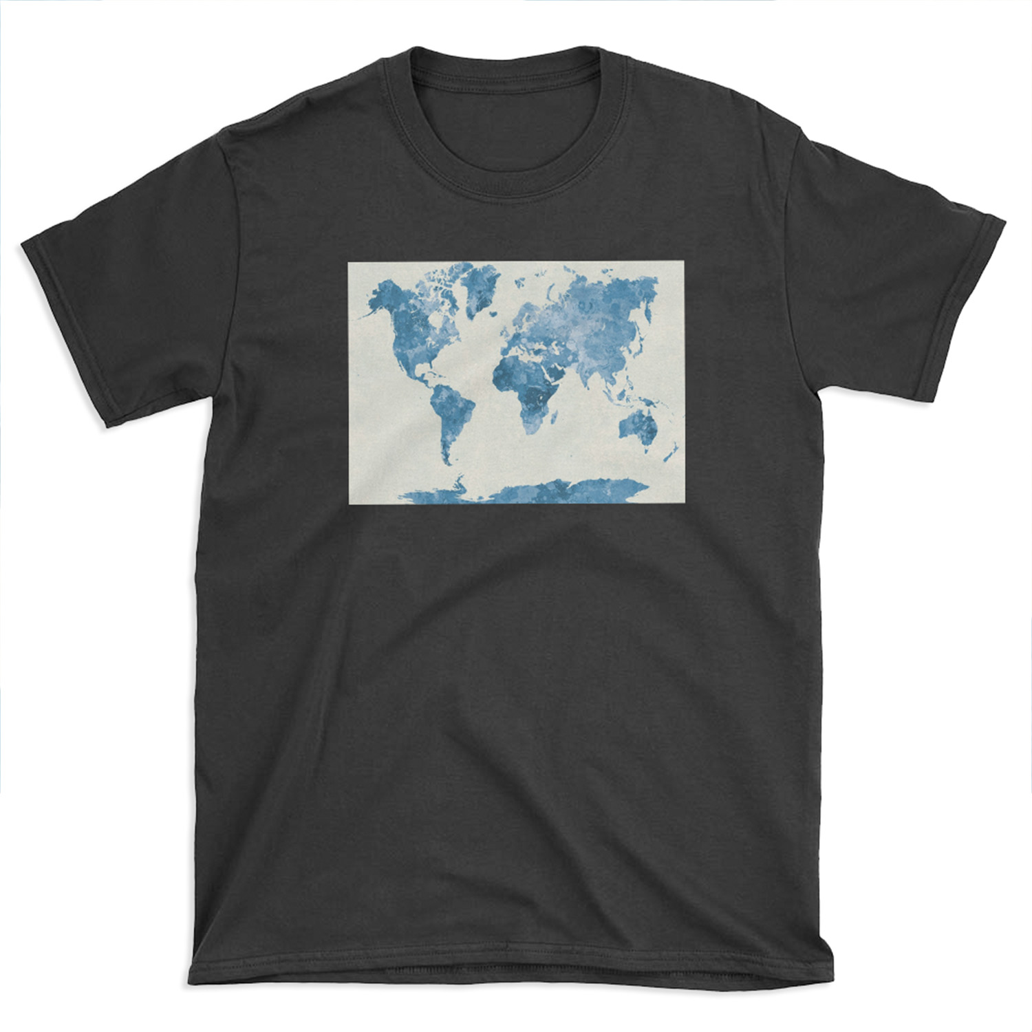 World map in watercolor blue T-shirt Tee