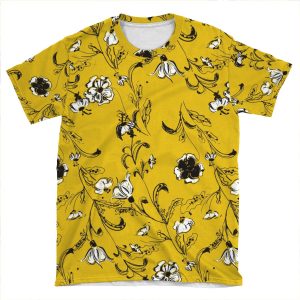 Yellow Floral Pattern AOP T-shirt Tee
