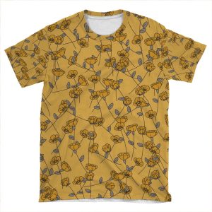 Yellow Floral Print AOP T-shirt Tee