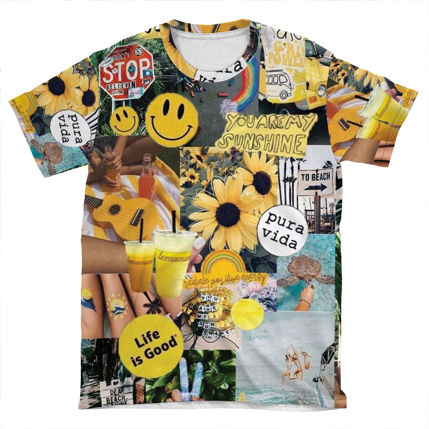Yellow Sunshine Collage AOP T-shirt Tee