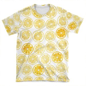 Yellow Watercolor Lemon Slices Pattern AOP T-shirt Tee