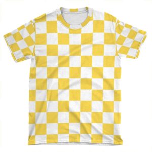 Yellow + White Checkerboard AOP T-shirt Tee