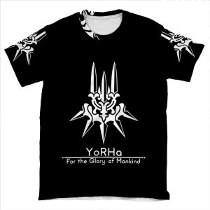 Yorha + Motto Black Background AOP T-shirt Tee