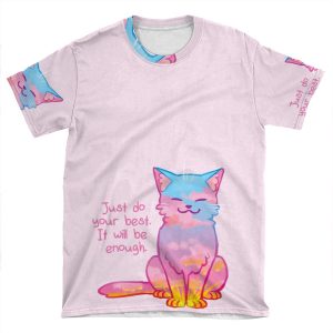 Your Best Is Enough Sunset Cat AOP T-shirt Tee