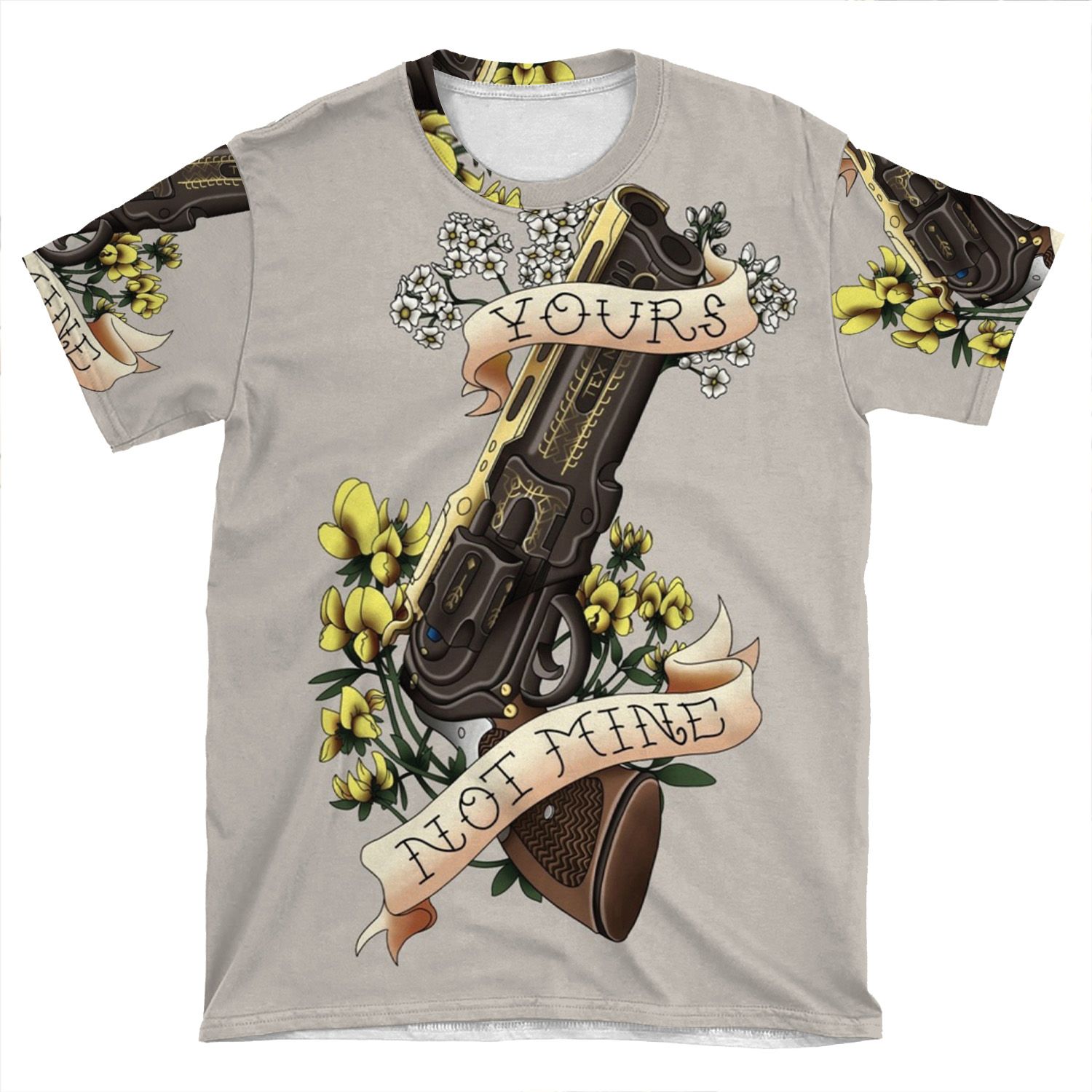 'Yours, Not Mine' Tattoo-Inspired Design AOP T-shirt Tee