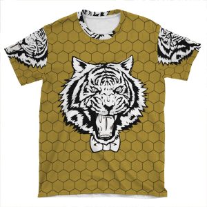 Yuri's Tiger: B&W Honeycomb AOP T-shirt Tee