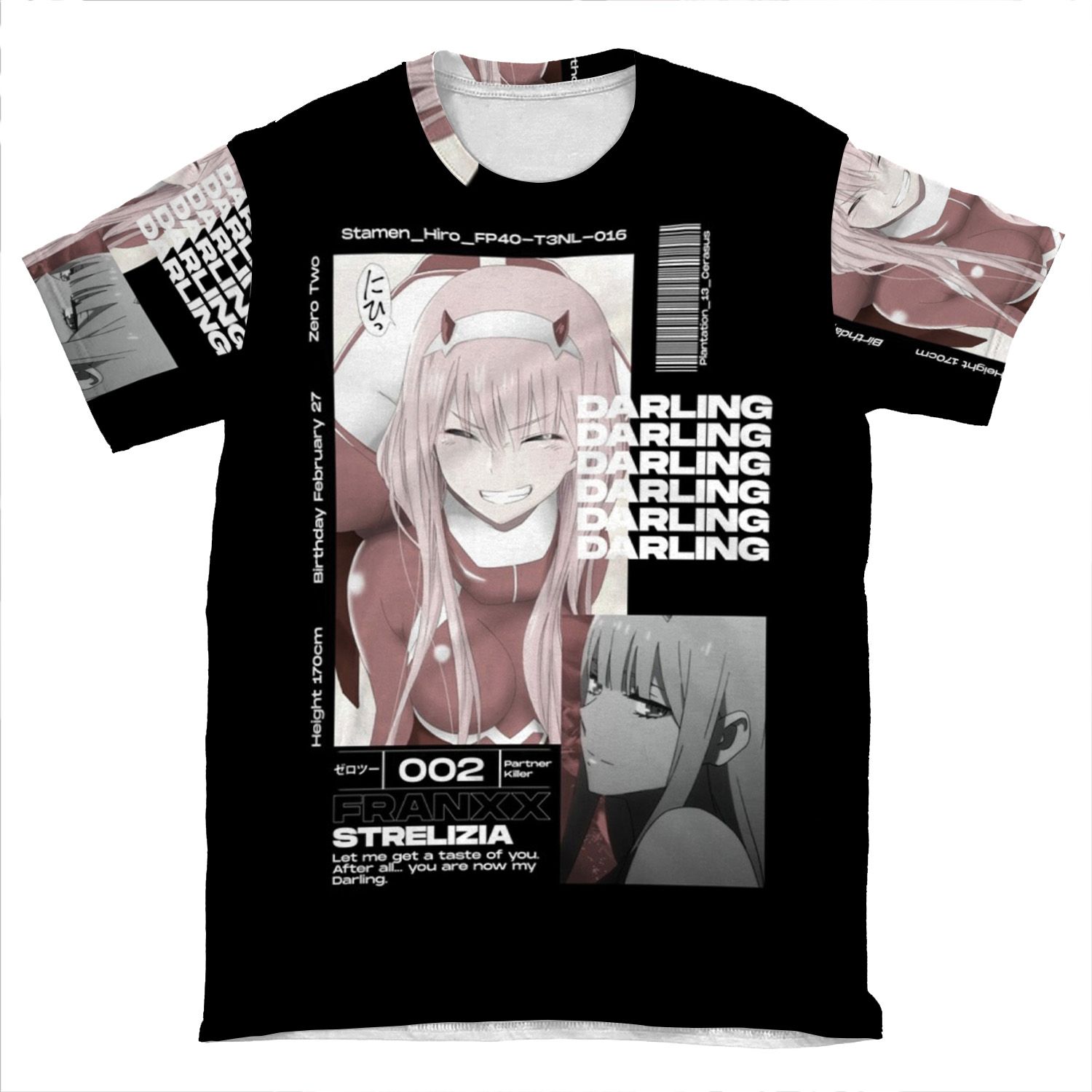 Zero Two 02 Darling In The Franxx Aesthetic Anime Design AOP T-shirt Tee