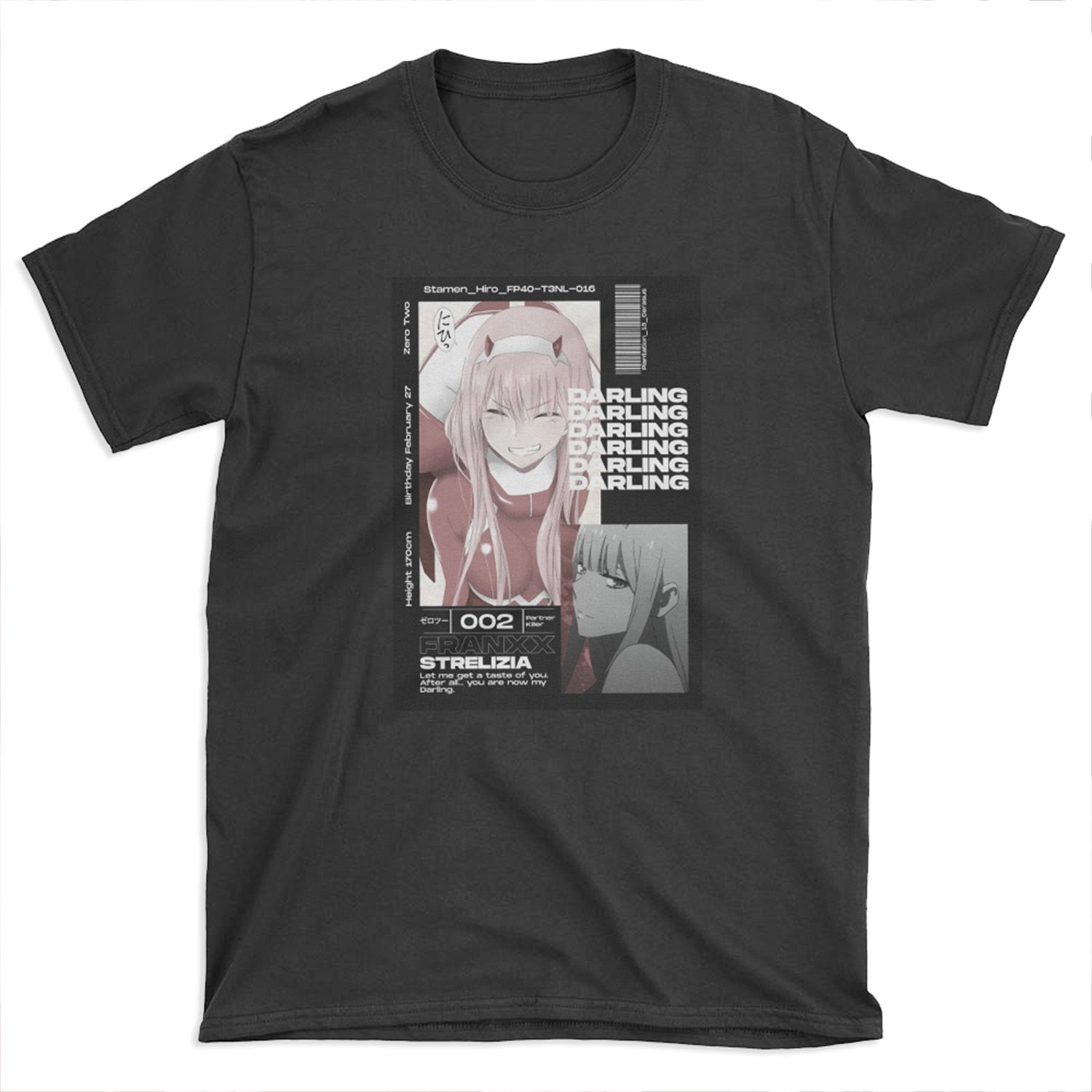 Zero Two 02 Darling in the Franxx Aesthetic Anime Design T-shirt Tee