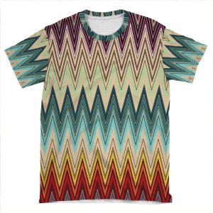 Zig Zag Striped Pattern AOP T-shirt Tee