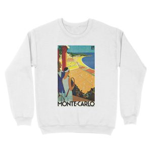 Alternative view of 1920s Vintage Monte Carlo Tennis Travel Ad Unisex Crewneck Sweatshirt