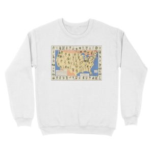 Alternative view of 1932 Medicinal Plant Map of the United States. Amazing map of ‘Herbal Cures’ Unisex Crewneck Sweatshirt