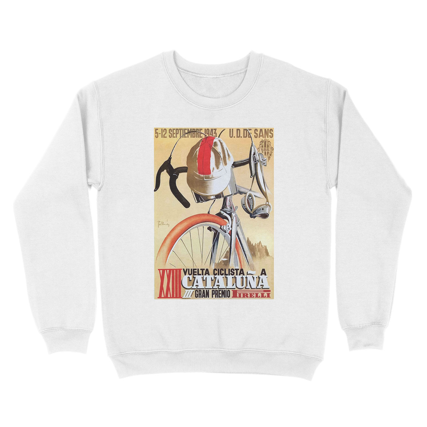 1943 Spain Tour of Catalonia Bicycle Race Unisex Crewneck Sweatshirt - Image 2