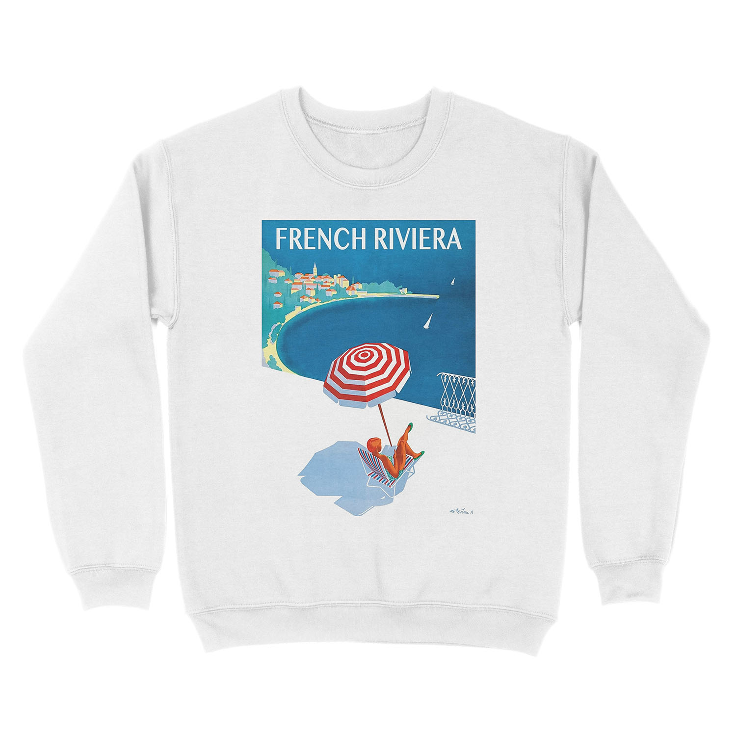 1954 French Riviera Travel Unisex Crewneck Sweatshirt - Image 2