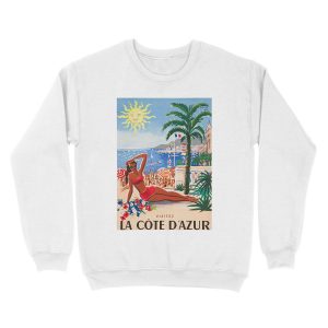 Alternative view of 1955 France Visit La Cote D'Azur Travel Unisex Crewneck Sweatshirt