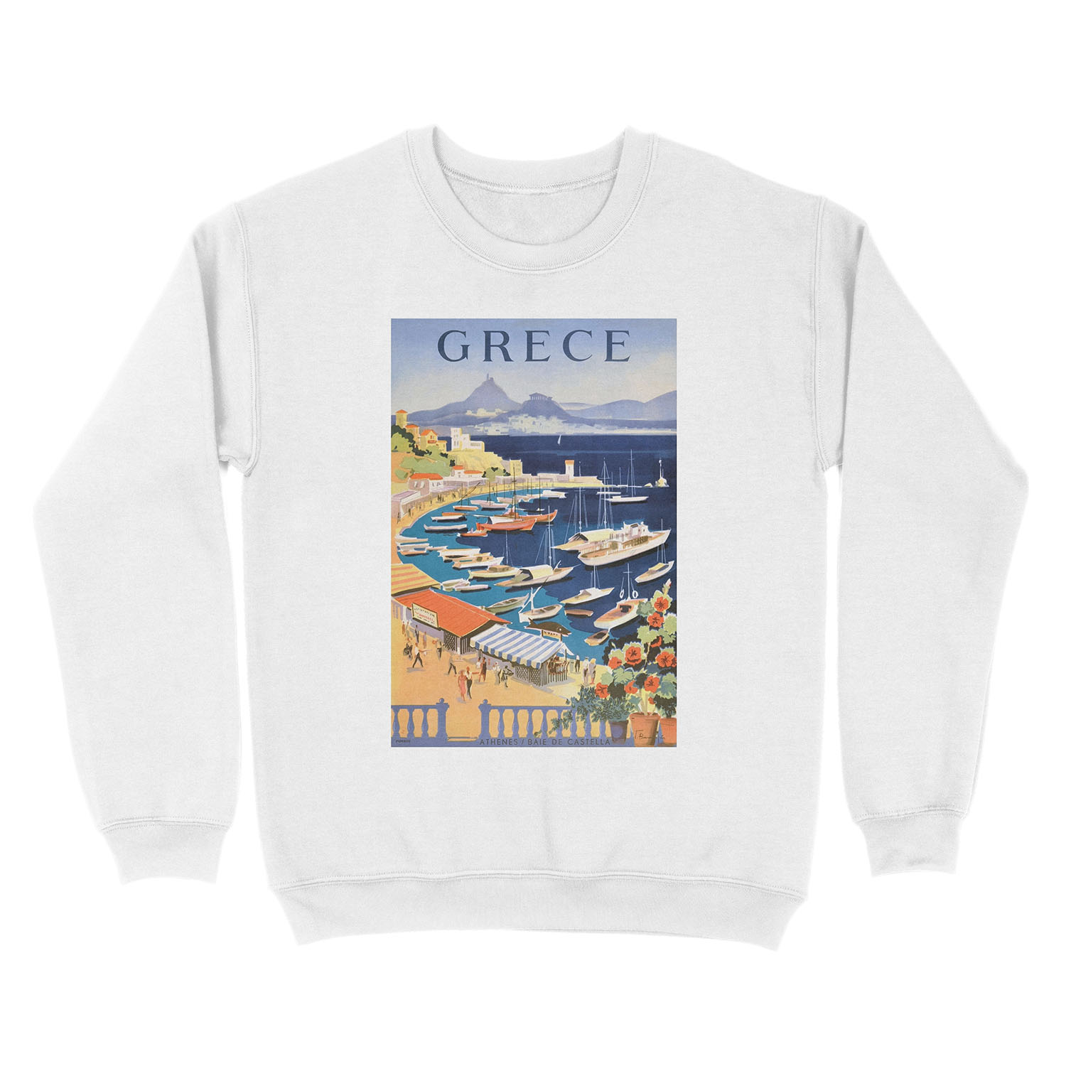 1955 Greece Athens Bay of Castella Travel Unisex Crewneck Sweatshirt - Image 2