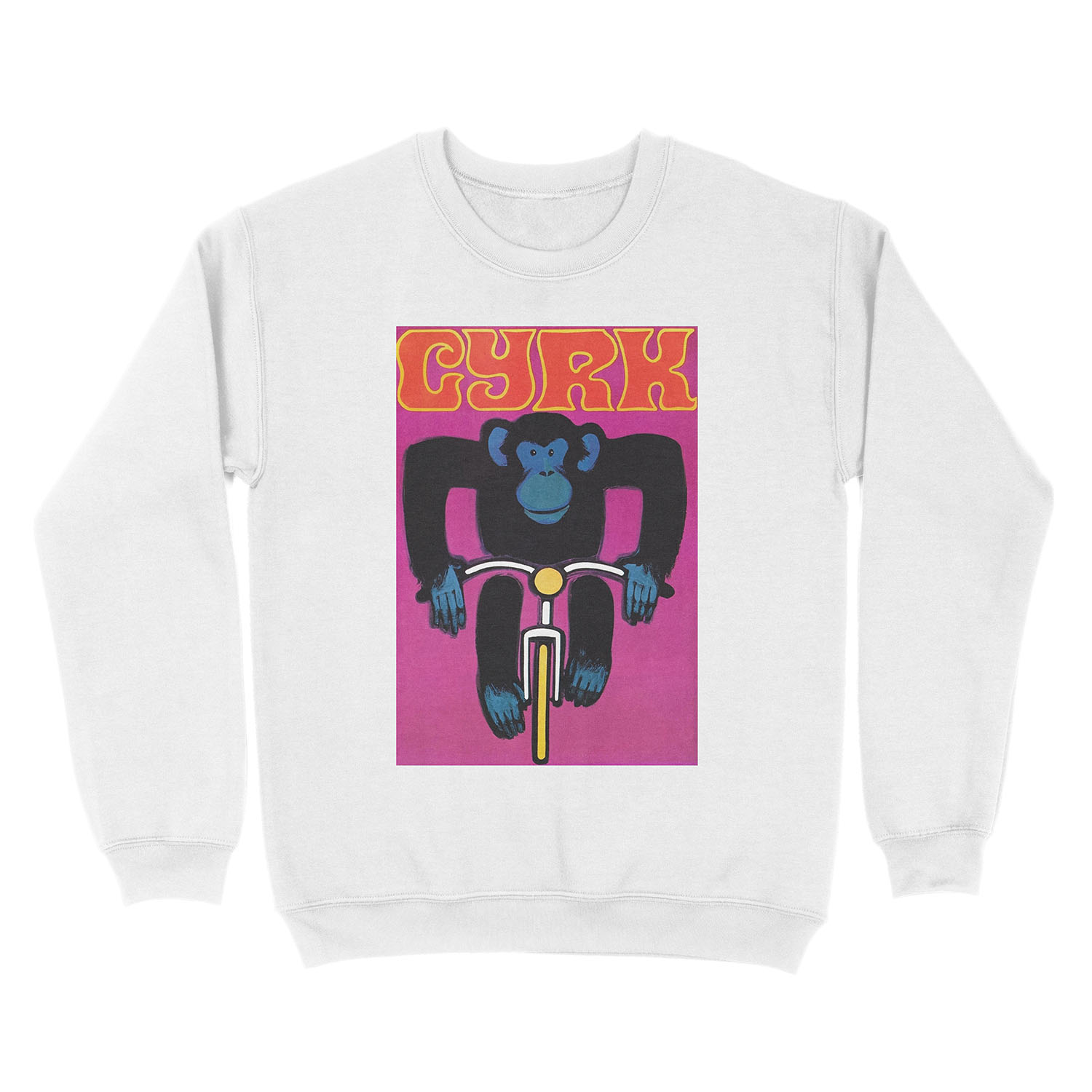 1968 Cyrk Cycling Chimpanzee Polish Circus Unisex Crewneck Sweatshirt - Image 2