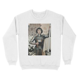 Alternative view of A 1903 engraving of Joan of Arc. Unisex Crewneck Sweatshirt