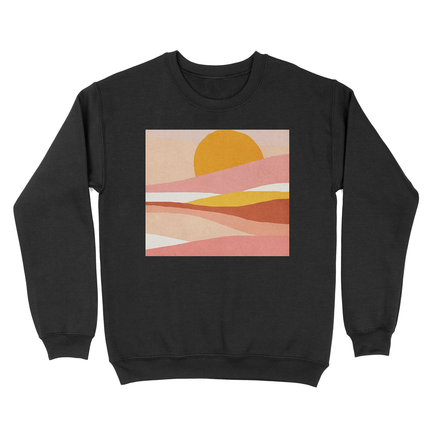 Abstract, Landscape, Sun, Mid century modern kids wall art, Nursery room Unisex Crewneck Sweatshirt