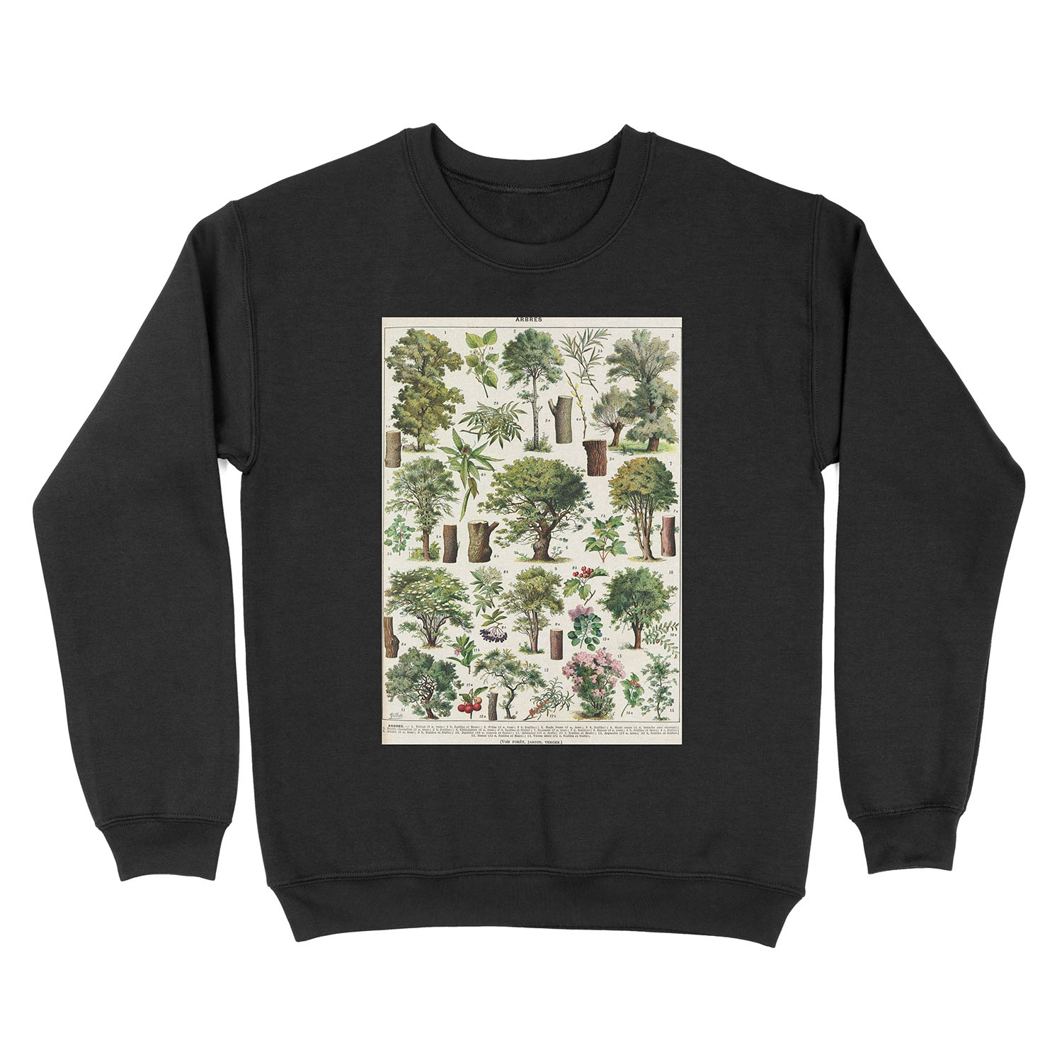 Adolphe Millot - Arbres A - French vintage botanical poster Unisex Crewneck Sweatshirt