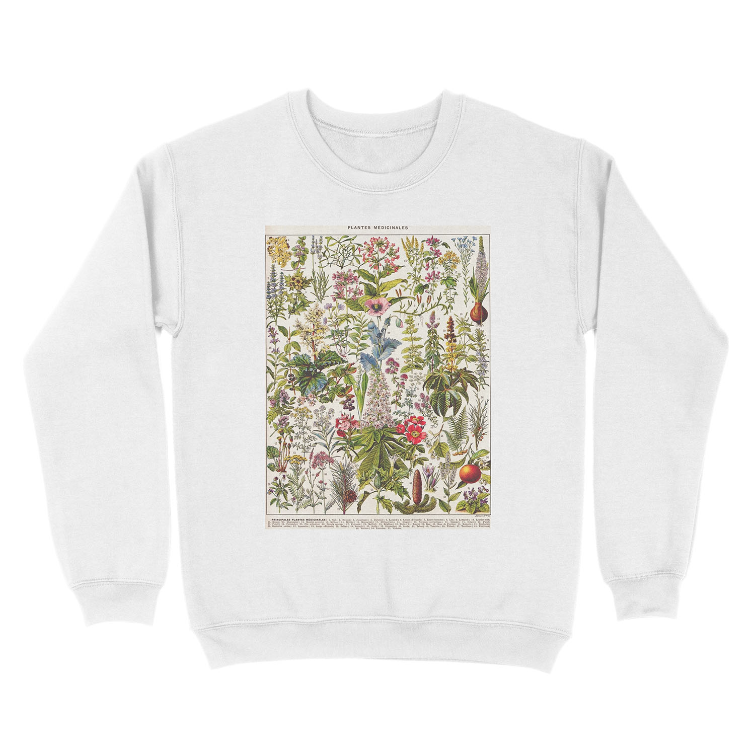 Adolphe Millot - Plantes Medicinales A - French vintage poster Unisex Crewneck Sweatshirt - Image 2