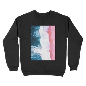 Aerial Beach, Ocean Waves Unisex Crewneck Sweatshirt