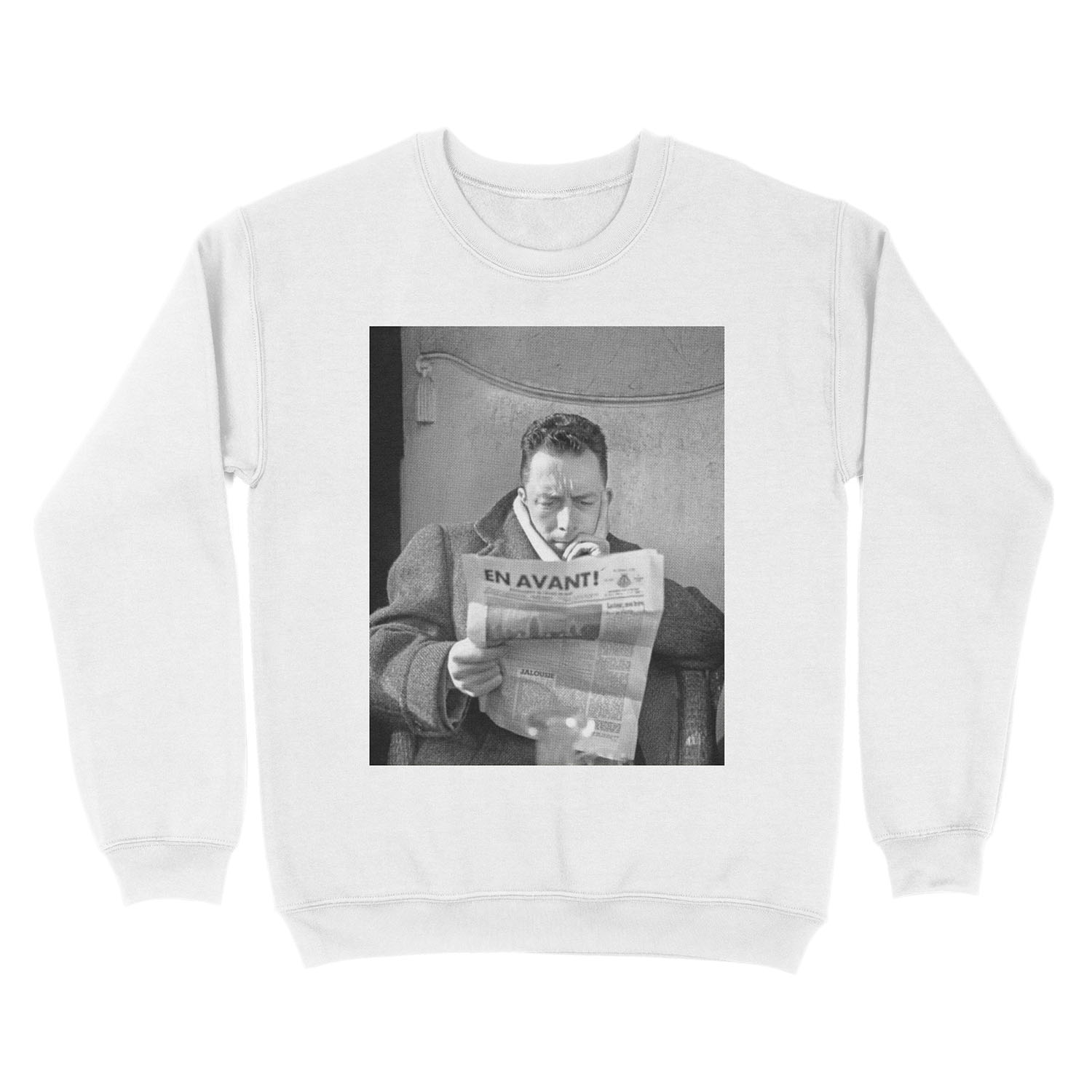 Albert Camus Portrait Tee Unisex Crewneck Sweatshirt - Image 2