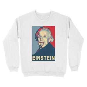 Alternative view of Albert Einstein Portrait pulling tongue Campaign Design Unisex Crewneck Sweatshirt