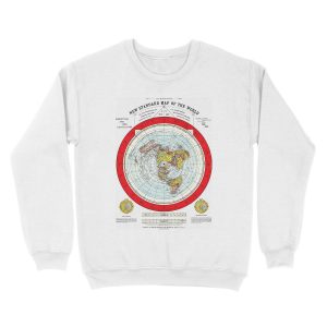 Alternative view of Alexander Gleason New Standard Map Of The World Flat Earth Unisex Crewneck Sweatshirt