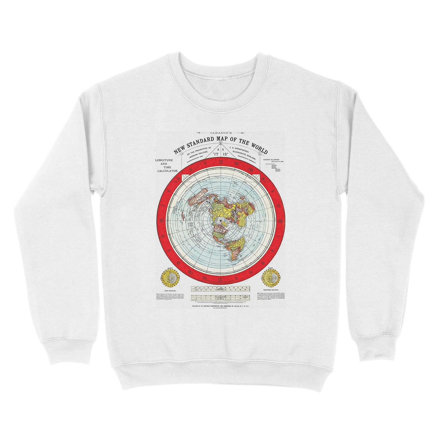 Alexander Gleason New Standard Map Of The World Flat Earth Unisex Crewneck Sweatshirt - Image 2