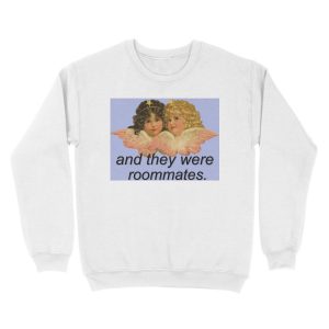 Alternative view of And They Were Roommates Meme with Angels Unisex Crewneck Sweatshirt