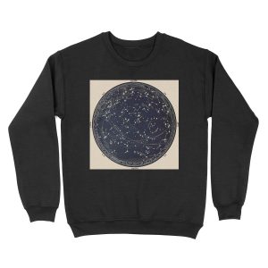 Antique Map of the Night Sky, 19th century astronomy Unisex Crewneck Sweatshirt