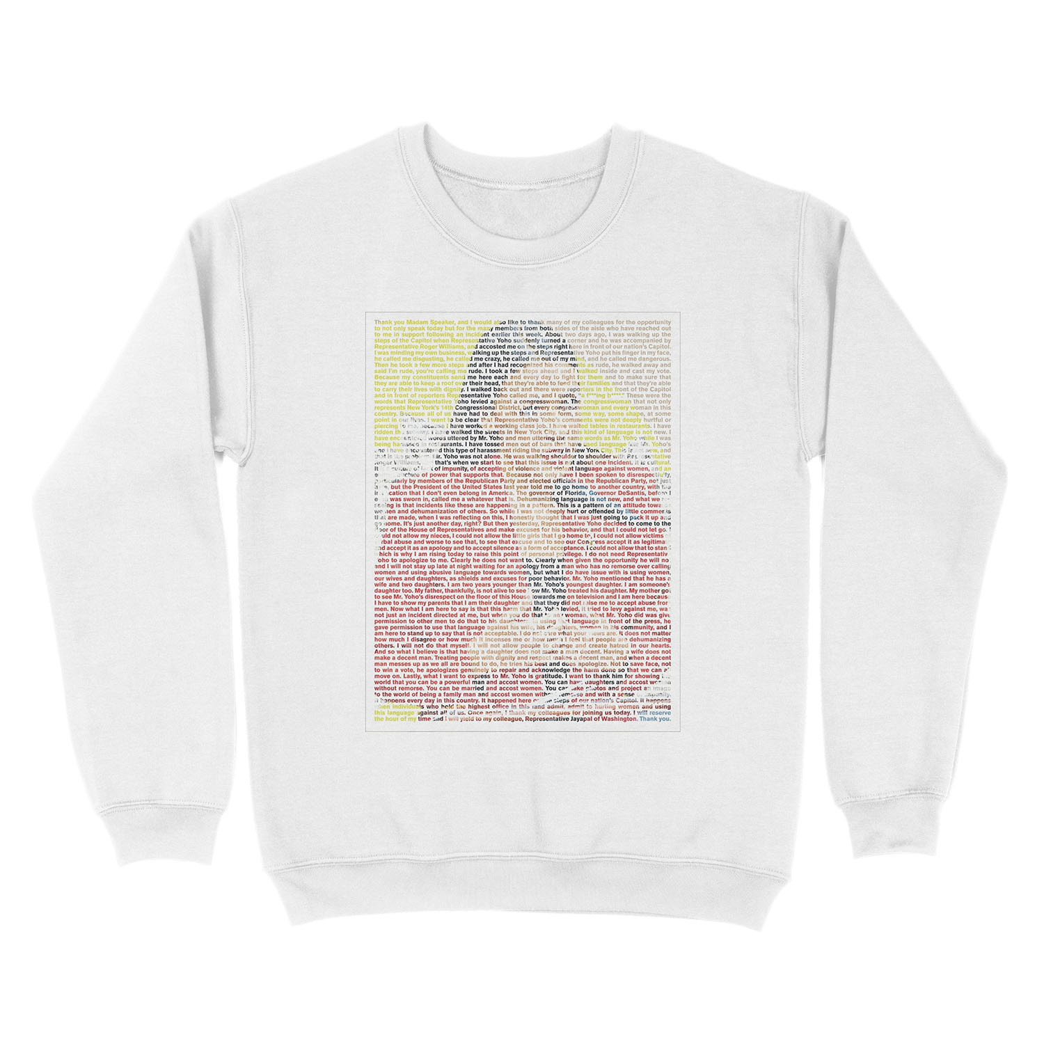 AOC's speech about Ted Yoho 'Apology' House Floor Speech full (with background) Unisex Crewneck Sweatshirt - Image 2
