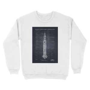 Alternative view of Apollo Saturn V Blueprint in High Resolution (black) Unisex Crewneck Sweatshirt