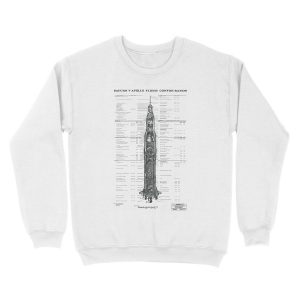 Alternative view of Apollo Saturn V Blueprint in High Resolution (white) Unisex Crewneck Sweatshirt