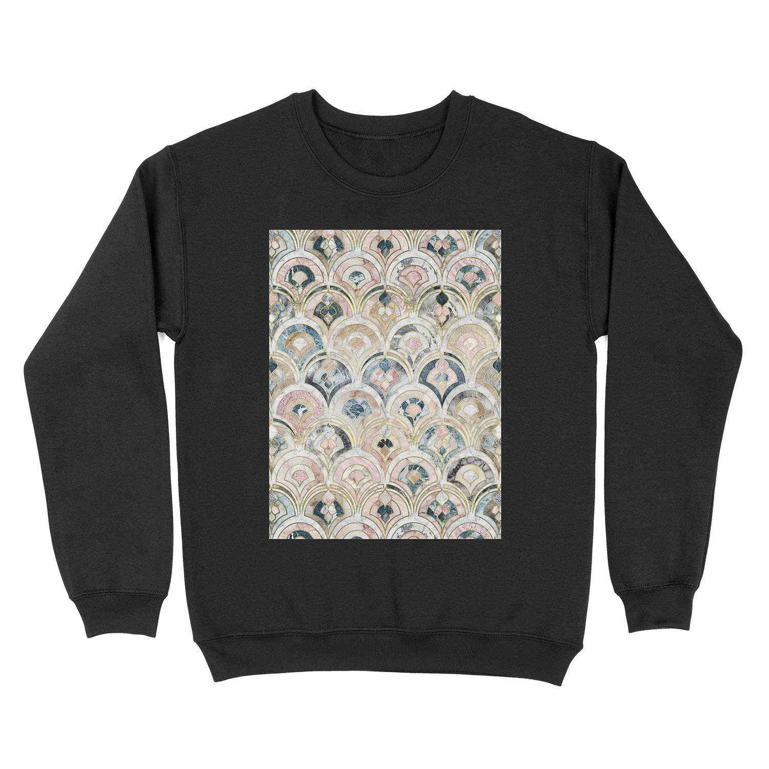 Art Deco Marble Tiles in Soft Pastels Unisex Crewneck Sweatshirt