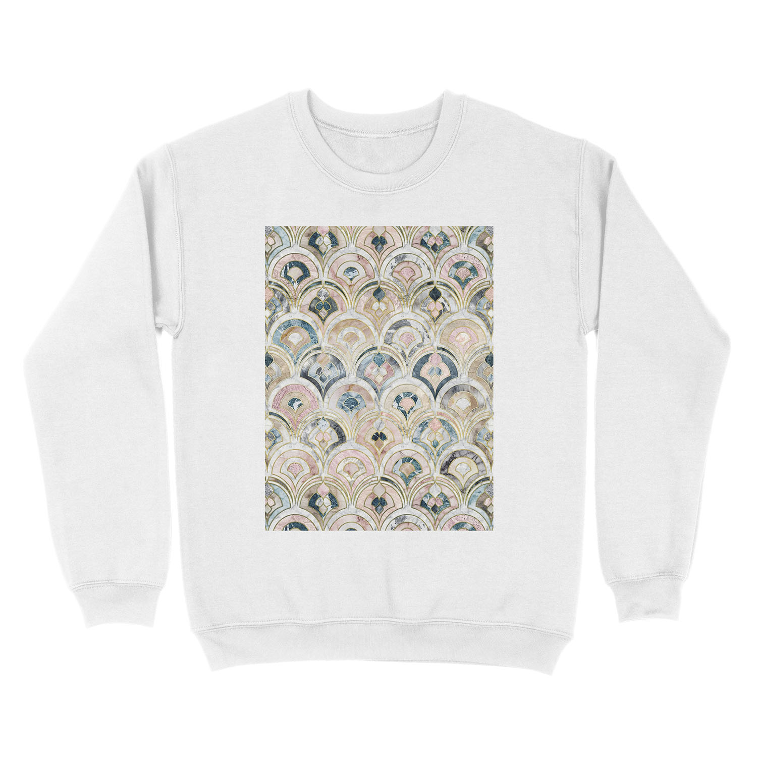 Art Deco Marble Tiles in Soft Pastels Unisex Crewneck Sweatshirt - Image 2