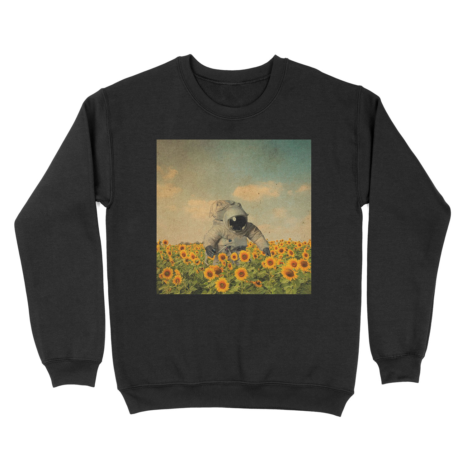 astronaut in a sunflower's field Unisex Crewneck Sweatshirt