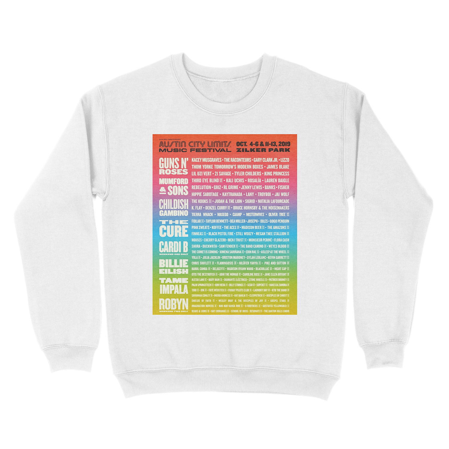 austin city limits tour 2019 festival line birumuda Unisex Crewneck Sweatshirt - Image 2