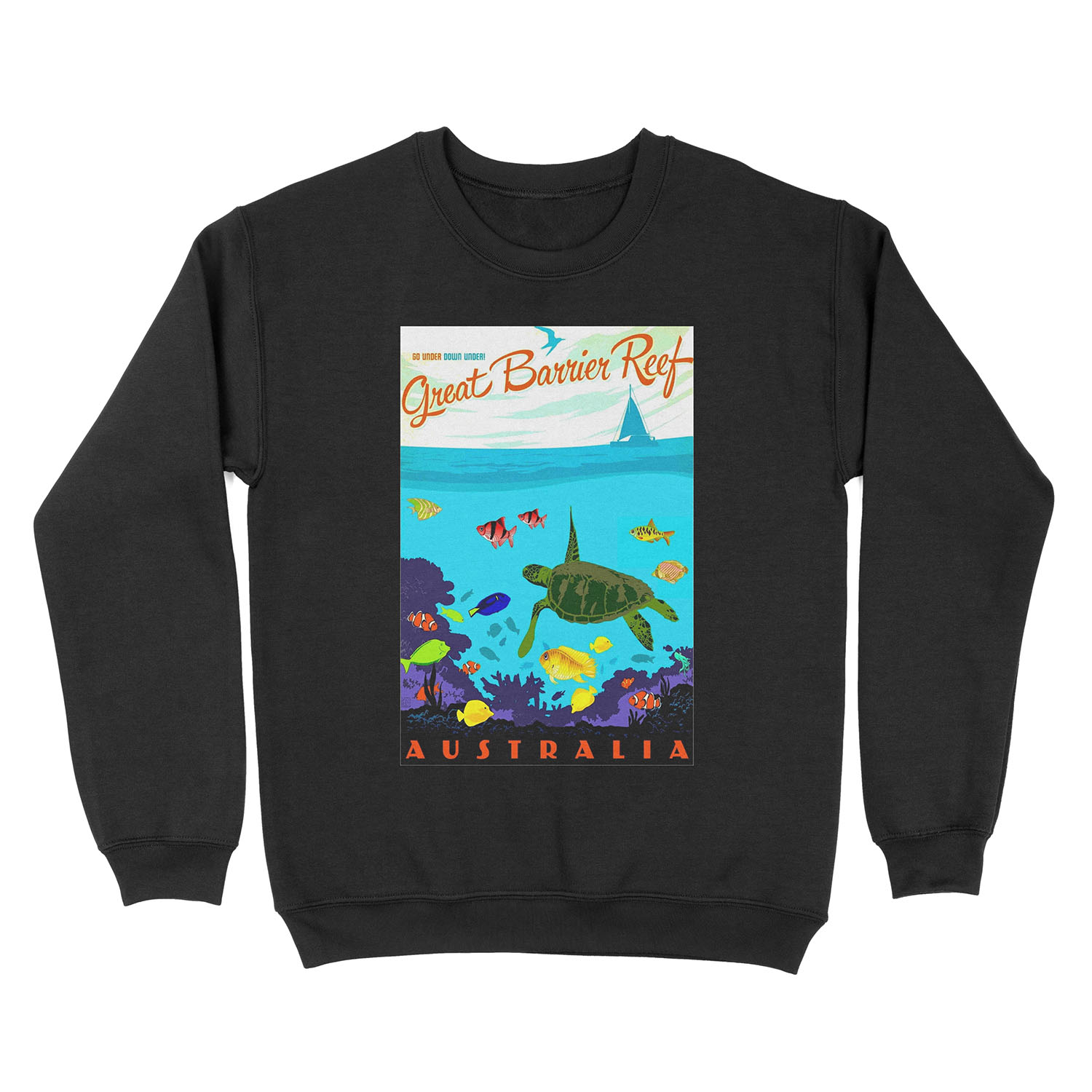 AUSTRALIA : Great Barrier Coral Reef Print Unisex Crewneck Sweatshirt