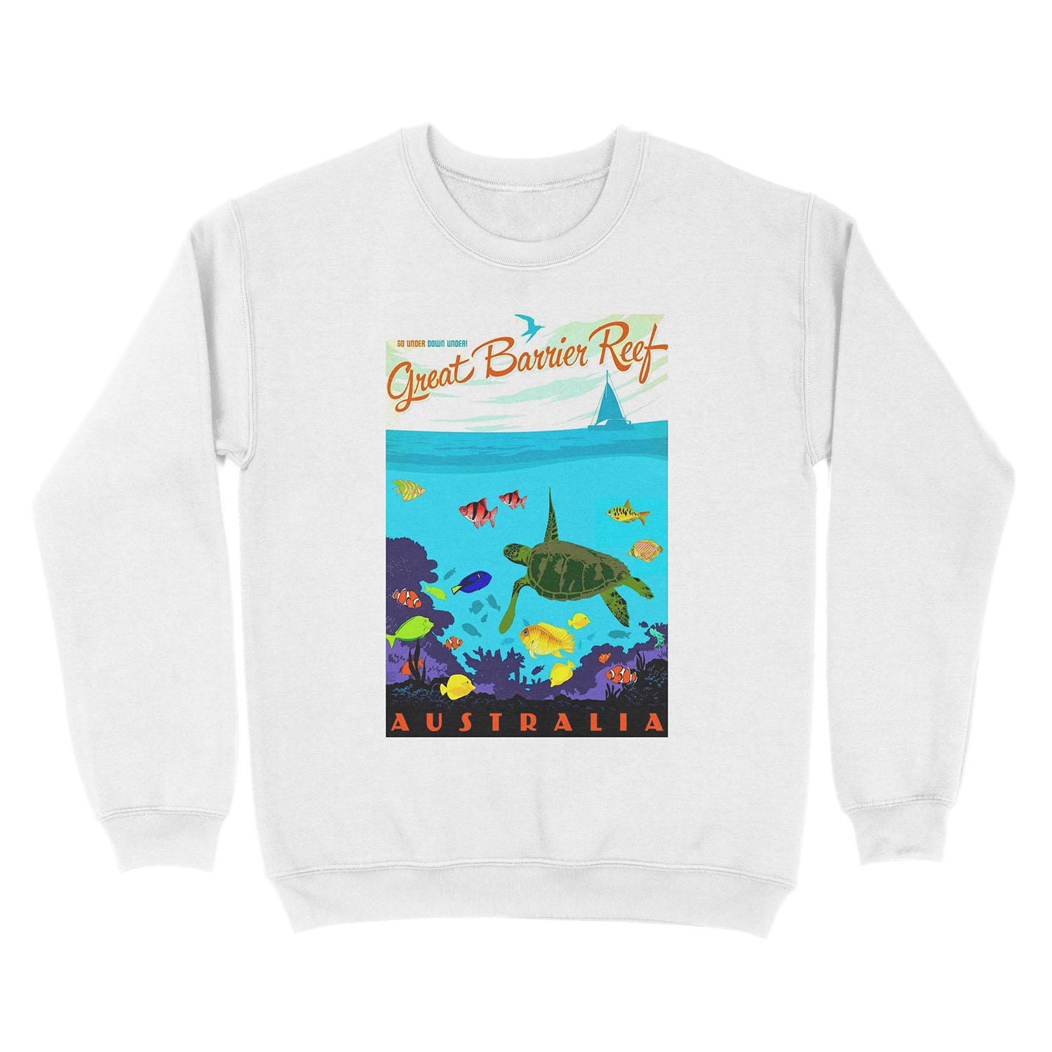 AUSTRALIA : Great Barrier Coral Reef Print Unisex Crewneck Sweatshirt - Image 2