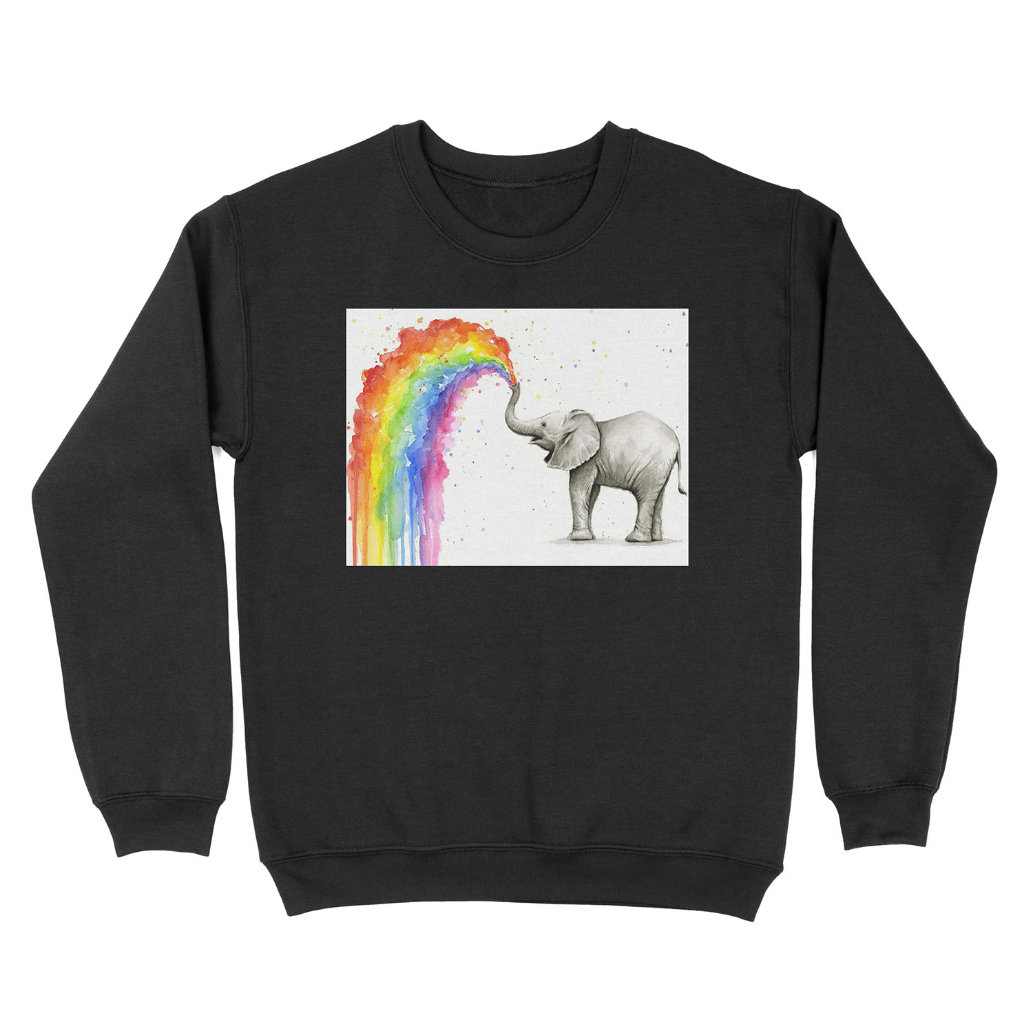 Baby Elephant Spraying Rainbow Unisex Crewneck Sweatshirt