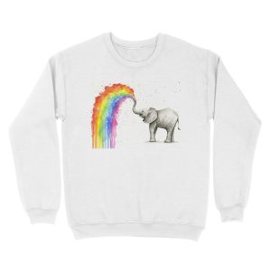 Alternative view of Baby Elephant Spraying Rainbow Unisex Crewneck Sweatshirt