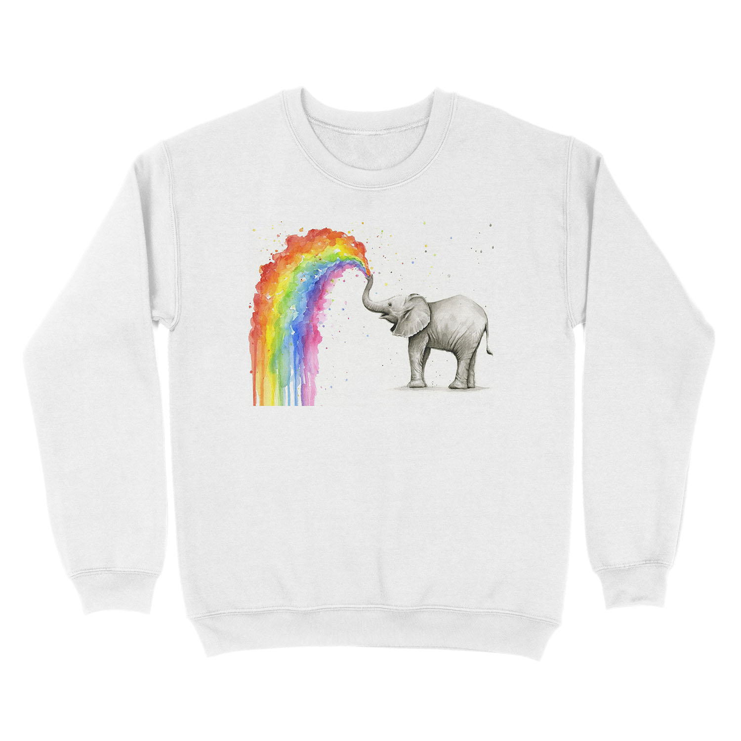 Baby Elephant Spraying Rainbow Unisex Crewneck Sweatshirt - Image 2